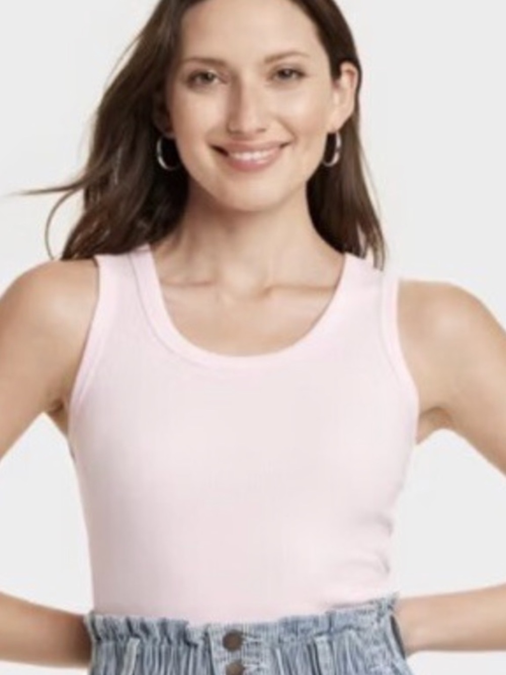 Universal Thread Light Pink Slim Fit Ribbed Shrunken Tank Women's US Size L